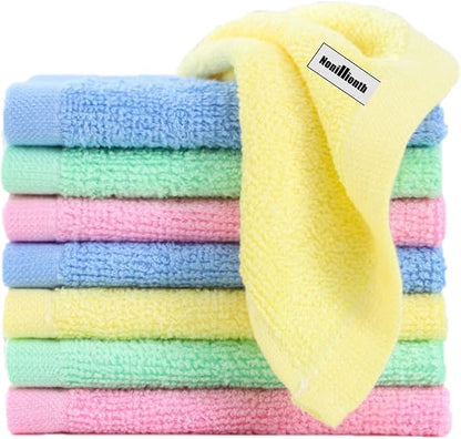 Bamboo Microfiber Cleaning Cloth-8Pcs Kitchen Wash Cloths,Wood Fiber Window Glass Rags,Micro Fiber Cloth for Cleaning Suitable for Dishes,Car Towel Rag Made From Baby Washcloths Material (multicolour)