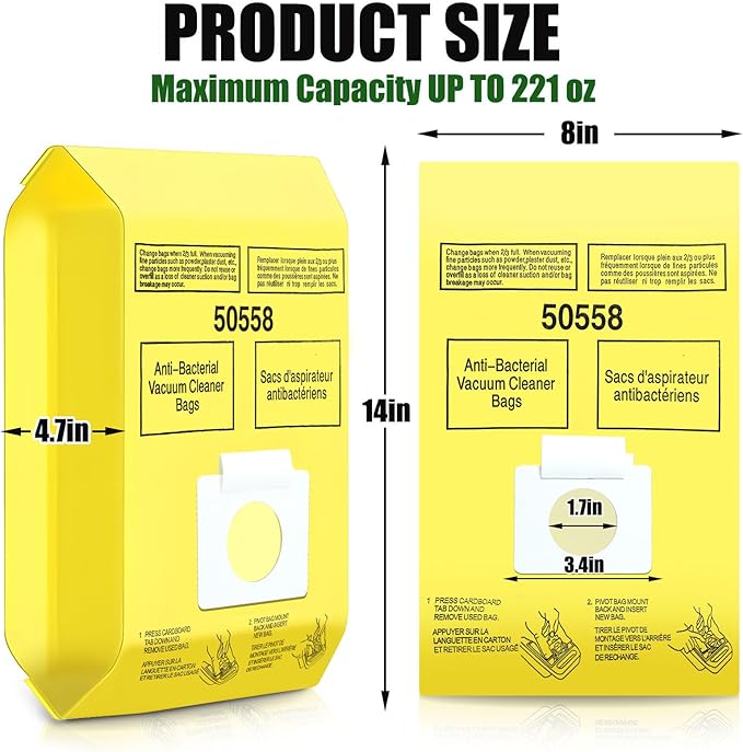 15 Pack Vacuum Cleaner Bags Fit for Kenmore Canister Type C/Q 5055 50555 50557 50558 and Pana·sonic Type C-5 C-18, 200 Series, 400 Series, 600 Series, 700 Series, 800 Series (15 Pack)