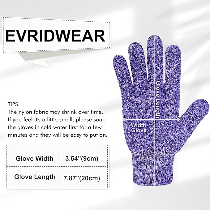 Evridwear Exfoliating Dual Texture Bath Gloves for Shower, Spa, Massage and Body Scrubs, Dead Skin Cell Remover, with Hanging Loop Heavy(5 Pairs Gift Set for Men and Women )