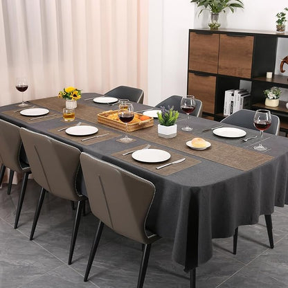 Table Runners 55 Inches Long, Dual-Sided Faux Leather Farmhouse Table Runner Waterproof Heatproof Non-Slip for Living Room Party Home Decor Holiday Decorations(Gray Brown, 15 x 55 Inch)