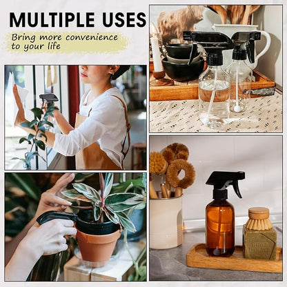 2 Packs Plastic Spray Bottles 360° Water Spray Bottle for Cleaning - 10 oz/300 ml Upside Down Spray Bottle Refillable Small Squirt Bottle with Adjustable Nozzle for Hair, Cooking, Plant, Pet (Green)