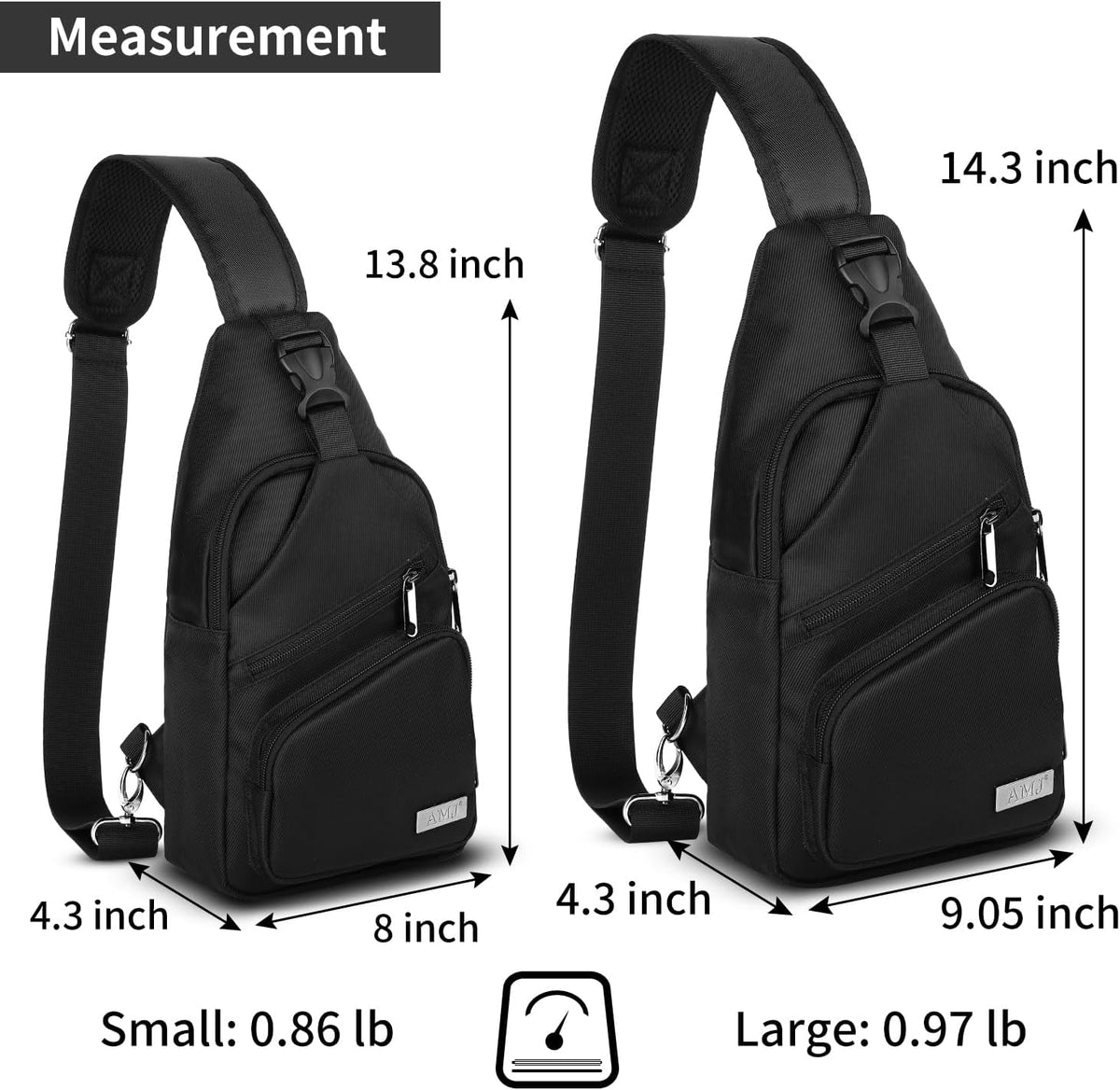 AMJ Crossbody Sling Bag Men Women, Casual Shoulder Backpack, Chest Daypack Satchel for Hiking Travel
