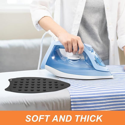 PATIKIL Silicone Iron Rest Pad, 2 Pcs Multipurpose Hot Heat Resistant Iron Rest Plate Protective Pad for Ironing Board Hot Resistant Steamer Steam Compact Mat, Black