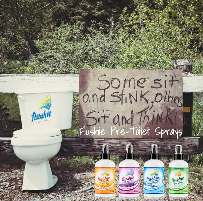 Flushie Pre-Toilet Spray for Poop Travel Size Toiletries Bathroom Spray for Poop Spray for Toilet Deodorizer Traveling Essentials Poop deodorizer Poop Odor eliminator 4oz (Unscented, 3 Pack)