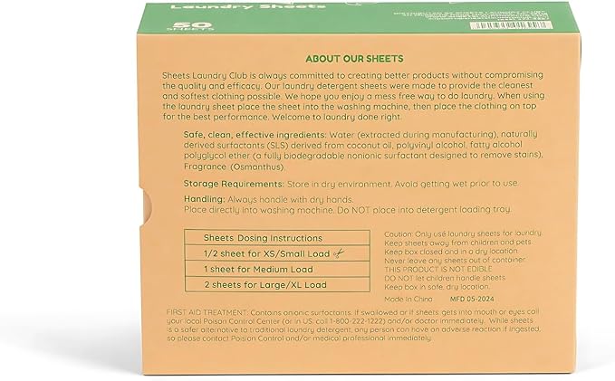 Sheets Laundry Club Laundry Detergent Sheets, 400 Loads - Fresh Linen Scent, Eco-Friendly, Quick-Dissolving Formula, Hypoallergenic, Septic Safe, Plastic-Free Packaging - 200 Sheets
