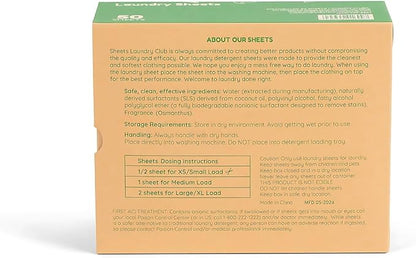 Sheets Laundry Club Laundry Detergent Sheets, 400 Loads - Fresh Linen Scent, Eco-Friendly, Quick-Dissolving Formula, Hypoallergenic, Septic Safe, Plastic-Free Packaging - 200 Sheets
