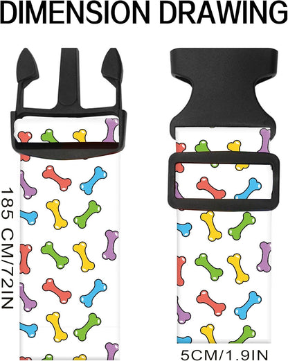 Luggage Straps for Suitcases, Adjustable Travel Belt, Durable Wide Luggage Strap, Cute Suitcase Strap Identifiers with Buckle, Bag Straps for Luggage, Cute Colorful Bones