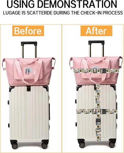 Luggage Straps for Suitcases, Adjustable Travel Belt, Durable Wide Luggage Strap, Cute Suitcase Strap Identifiers with Buckle, Bag Straps for Luggage, Cute Dogs