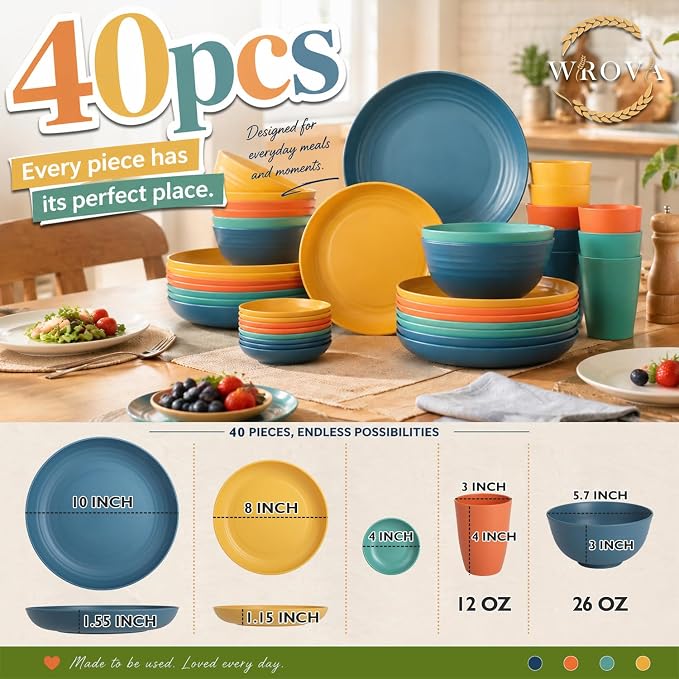 Plates and Bowls Sets, Wheat Straw Dinnerware Sets, Dishes Set