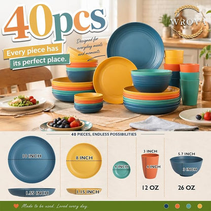 Plates and Bowls Sets, Wheat Straw Dinnerware Sets, Dishes Set