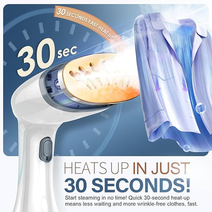 Steamer for Clothes, 1800W Fast Heat-up Clothes Steamer Handheld Garment Steamer with 3 Steam Settings, 380ml Water Tank, 9.8' Cord, Portable Travel Steam Iron for Removes Wrinkle Safe on All Fabrics