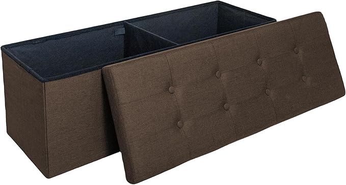 GLAXYFUR 43 Inches Folding Storage Ottoman Bench, Storage Chest, Footrest for Entryway, Living Room, Holds up to 660 lb, Brown