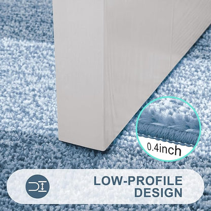 Kitinjoy Indoor Outdoor Door Mat, 30x17 Non-Slip Absorbent Dirt Trapper, Low-Profile Washable Inside Entrance Front Floor Mat, Sturdy Soft Entry Doormats for Entryway, Light Blue