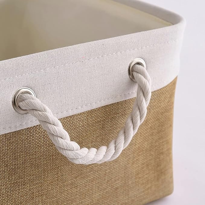 Storage Basket Fabric Sturdy Canvas Storage Bins Organizer with Handles for Clothes and Storage Foldable Storage Boxes Cubes