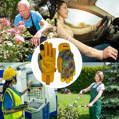 Thorn Proof&Puncture Resistant Gardening Gloves with Grip,Garden Gloves for Women, Leather Work Gloves,Gifts