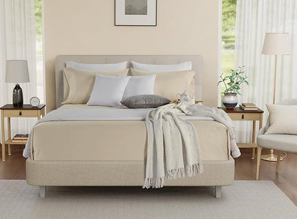 Queen Sheet Set - 800TC Egyptian Cotton Bedding Sheets & Pillowcases - Soft, Durable and Luxurious 4PC Sateen Weave Ivory Bed Sheets for Queen Size Bed, No Pill & Shrink Thick Machine Washable