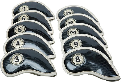 HISTAR 10pcs Crystal Pu Leather Golf Iron Head Covers Set Iron Club Headcover