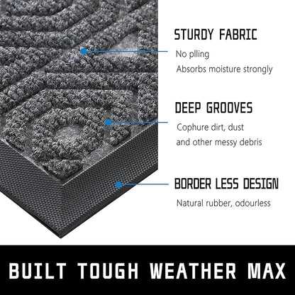 Yimobra Modern Geometric Welcome Doormat, 47 x 32 Inch, Grey, Waterproof, Non Slip, Stain & Fade Resistant, Low Pile, Sturdy Rubber, Easy Clean, Indoor/Outdoor