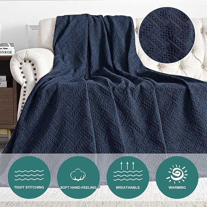 MYSKY HOME Sofa Covers & Slipcovers for 2 Cushion Couch, Sectional Sofa Couch Covers for Dogs, Throw Cover for Living Room - X-Large: 71" x 118", Navy Blue