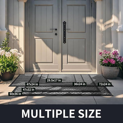 Yimobra Front Door Mat Outside Entrance 29.5x17, Waterproof Heavy Duty Outdoor Mats for Front Door, Non Slip Rubber Entry Mat for Garage Patio, Grey