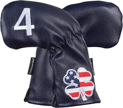 CRAFTSMAN GOLF 11pcs /Set USA US Flag Clover Leather Left Right Black White Green Dark Blue Iron Covers Headcover Also Available for Custom Version with Your Name