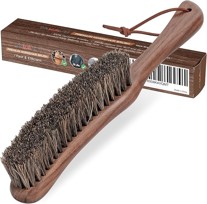 Lint Brush for Clothes with 100% Soft Horse Hair Bristle, Large Walnut Wood Handle, Lint Remover for Hat, Pet Hair, Suits, Cashmere, Wool, Velvet, Suede, Shoe