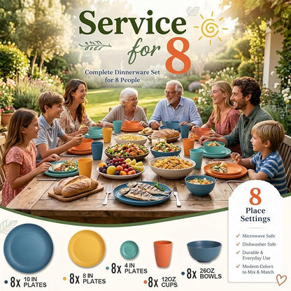 Plates and Bowls Sets, Wheat Straw Dinnerware Sets, Dishes Set
