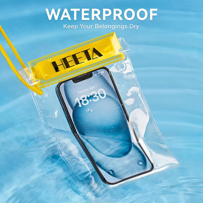 HEETA 5-Pack Clear Waterproof Dry Bag, Water Tight Cases Pouch Dry Bags for Camera Mobile Phone Maps, Kayaking Boating Document Holder