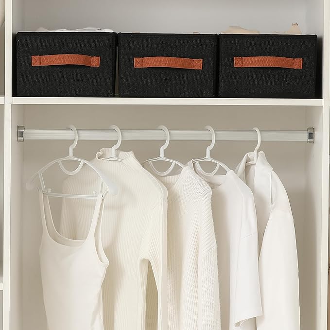linen closet organizers and storage, 3 Pack Large Storage Baskets, Washable, Clothing Storage Bins with Handle, Closet Organizer for Storage Sweater,Sheets (Black, 16"x9½"x6¾")