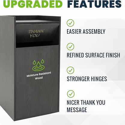 Alpine Restaurant Trash Can Cabinet - Commercial Trash Can 40 Gallon, Garbage Receptacle Indoor with Tray Holder for Restaurants, Cafeterias (Espresso Black)