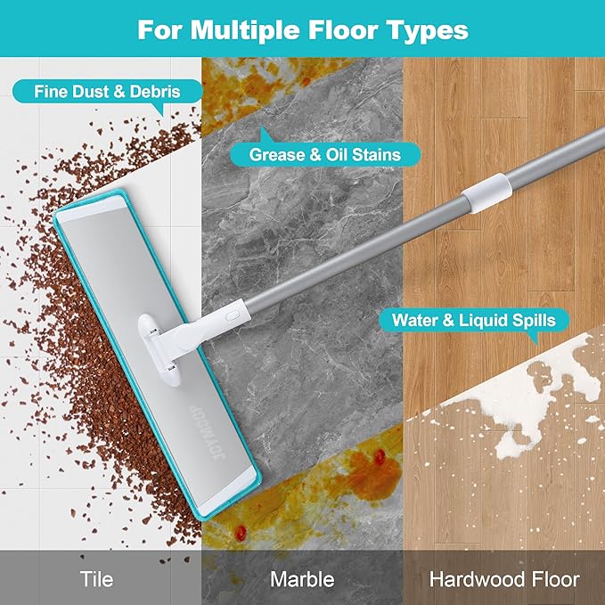 JOYMOOP 18 Inch Dust Mop for Hardwood Floors, Heavy Duty Industrial Wet Dry Mops with Telescopic Handle, Includes 5 Microfiber Mop Pads