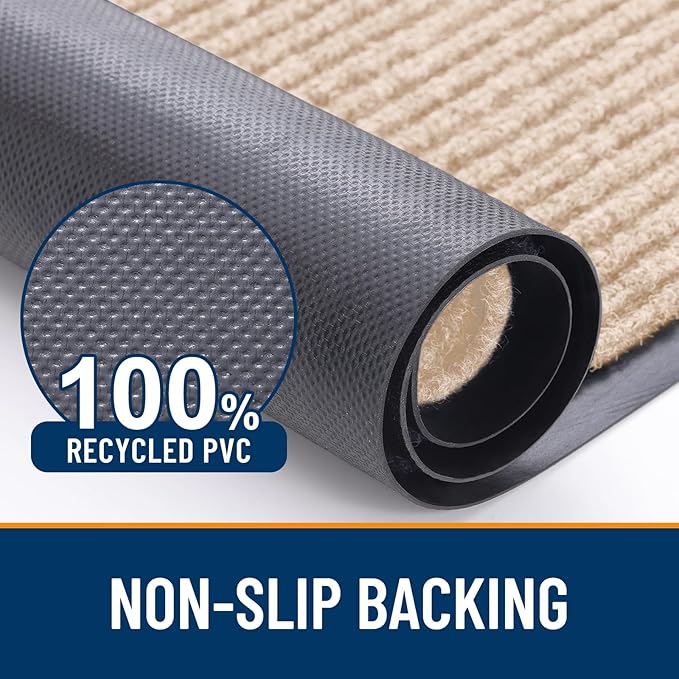 OLANLY Front Door Mat Indoor Outdoor Entrance, Waterproof Heavy Duty Doormat, Fade Resistant, Low Profile, Easy Clean Patio Porch Welcome Floor Mats for Entry, 29.5x17, Beige