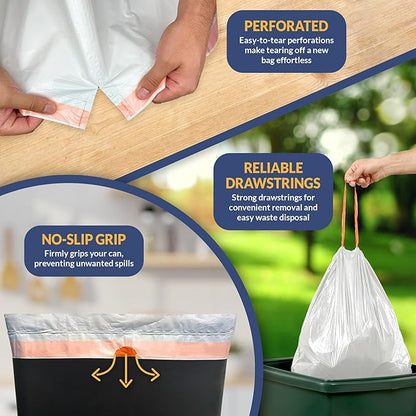 Reli. 18 Gallon Trash Compactor Bags (60 Pack) | 2 Mil Heavy Duty | Compatible with Kitchenaid, Whirpool, GE 15 Inch Compactors | No Slip Drawstring Kitchen Trash Bags | Leak-Proof & Tear Resistant