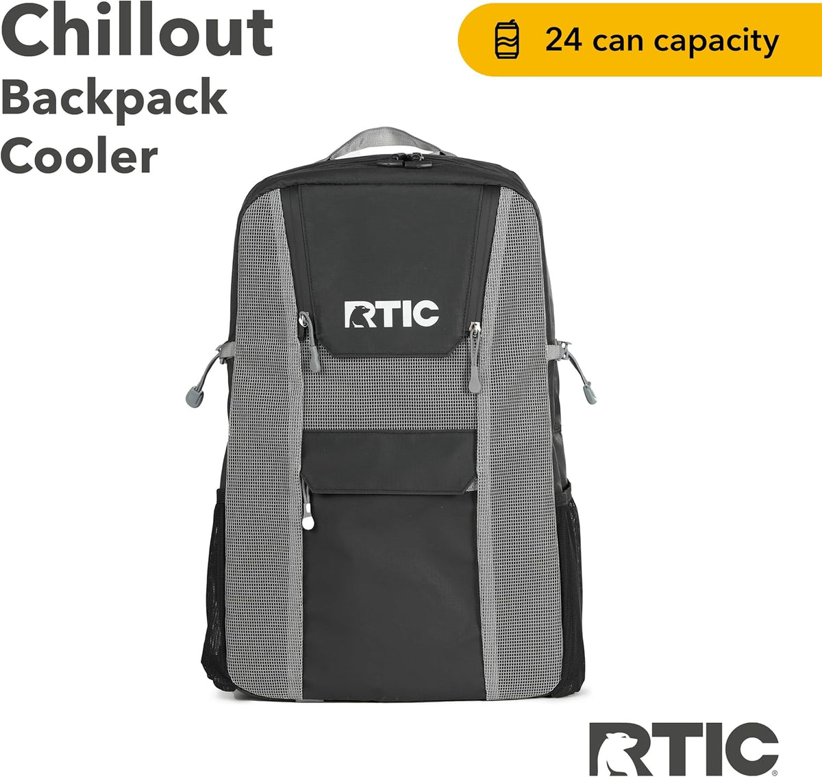 RTIC Chillout 24 Can Backpack Cooler Insulated Portable Soft Cooler Bag for Lunch, Beach, Drink, Beverage, Travel, Camping, Picnic, Car, Hiking