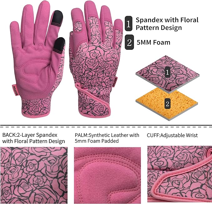 Thorn Proof&Puncture Resistant Gardening Gloves with Grip,Garden Gloves for Women, Leather Work Gloves,Gifts