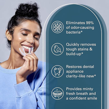 Retainer Cleanser Tablets Cleaner, Removes Odors Discoloration Stains and Plaque 2 Month Supply Denture Cleansers Retainers Mouth Guards Denture Bath Mint by M3 Naturals