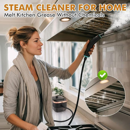 Handheld Steam Cleaner for Home,15s Heat-Up 42.27oz Tank,2500W Portable Steamer for Cleaning,with 15 pcs Accessories,Pressurized Steam Cleaner,Grease,Grout,Furniture,Bed Bugs,Floor,Couch and Car