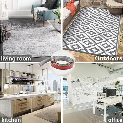 Self Adhesive Carpet Transition Strip with Edge Trim, Designed for Seamless Transitions from Carpet to Tile or Vinyl Floors, Perfect for Doorways.(Gray,3 Feet)