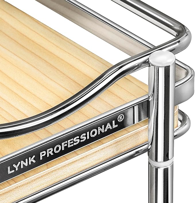 LYNK PROFESSIONAL® Élite™ Pull Out Spice Rack Organizer for Inside Kitchen Cabinets - 6"x21" - Slide Out Drawer – Wood/Chrome Sliding Spice Cabinet Organization Shelf Racks - 2 Tier