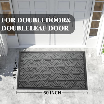 Yimobra Extra Large Door Mat 60x32, All-Weather Waterproof Non-Slip Welcome Matt Outdoor, Heavy Duty Non Slip Doormat for Entryway for Patio and Garage Indoor, Easy Clean, Grey