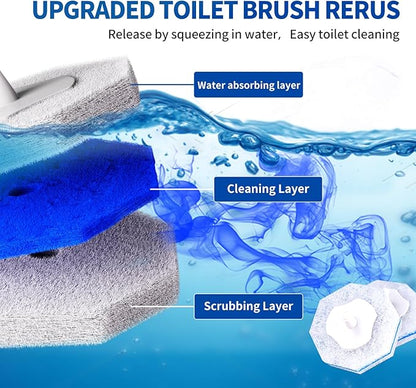 30 Count Disposable Toilet Brush Heads, Toilet Bowl Wand Refills for Toilet Cleaning, toilet scrubber refill，disposable toilet brush headrefills，Toilet Cleaning Sponges Heads for Bathtub, Floor, Drain