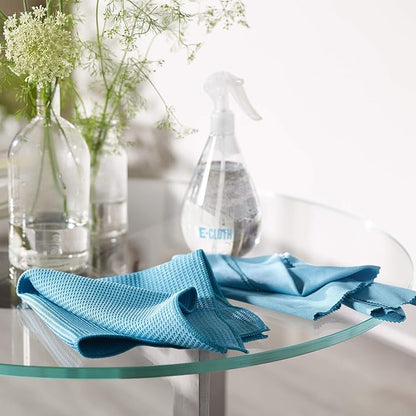 E-Cloth Microfiber Cleaning Cloth Glass Kit - Microfiber Towel Window Cleaning Kit - Microfiber Towels for Cars, Windows, Mirrors, & More - Alaskan Blue