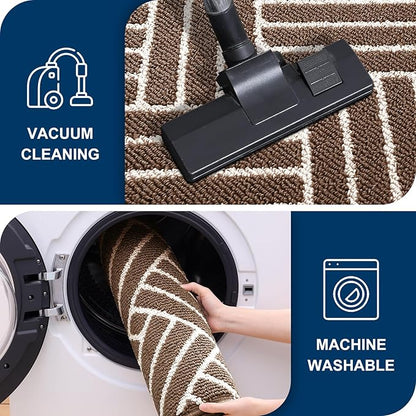 OLANLY Large Indoor Door Mat, 59x35 Inch, Dirt Resistant and Absorbent, Non-Slip Rubber Backing Floor Mats, Easy Clean Low-Profile Doormat for Entryway, Front Door, and Inside Entrance, Coffee