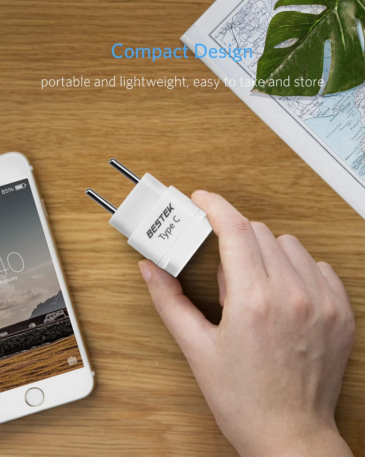 BESTEK European Travel Plug, Grounded Universal Power Plug for USA to Type C Countries, Italy, Switzerland, Iceland, France, Germany, Spain and Most of Europe EU, Asia, 3 Pack