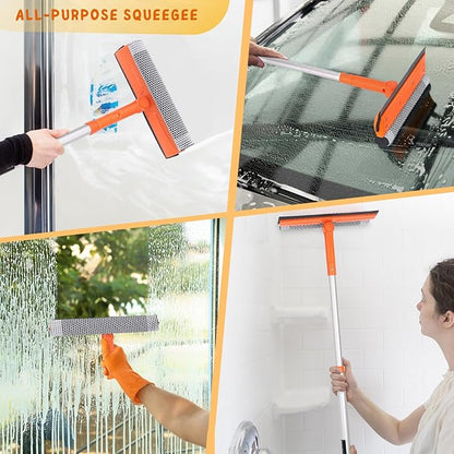 Window Squeegee for Home, Car Windshield Cleaner Tool with Extension Pole 20''-30'', Glass Door and Mirror Washer for Shower Cleaning