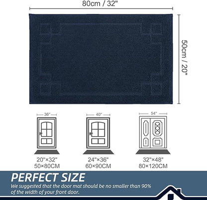 BEQHAUSE Door Mat 20" x 32", Non-Slip Door Mats Indoor Entryway Rugs Washable Low-Profile Absorbent and Stain Resist Floor Mats, Dog Door Mat for Front Back Door, Muddy Wet Shoes & Paws, Navy Blue