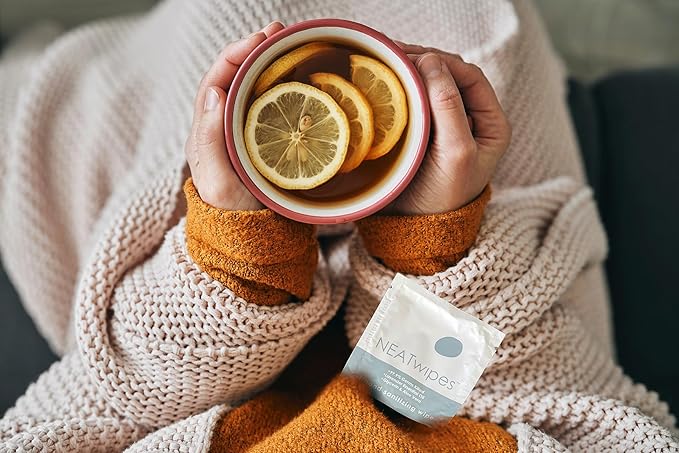 NEATwipes Hand Sanitizing Wipes | Travel Essentials | Disposable Wet Wipe & Planet Friendly | Lavender Essential Oil & Soothing Aloe | 10 Pouches of 24 Individually Wrapped Wipes