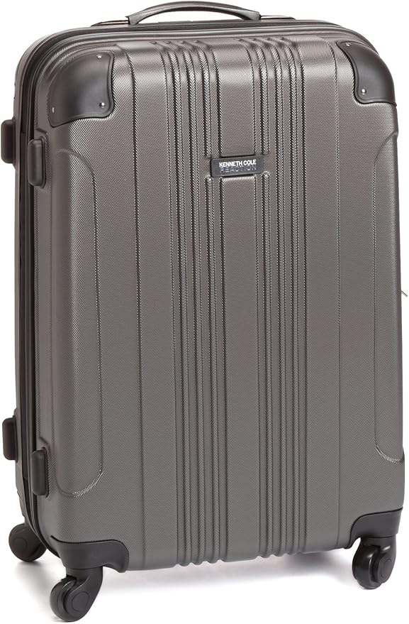 Kenneth Cole REACTION Out of Bounds Lightweight Hardshell 4-Wheel Spinner Luggage, Charcoal, 24-Inch Checked
