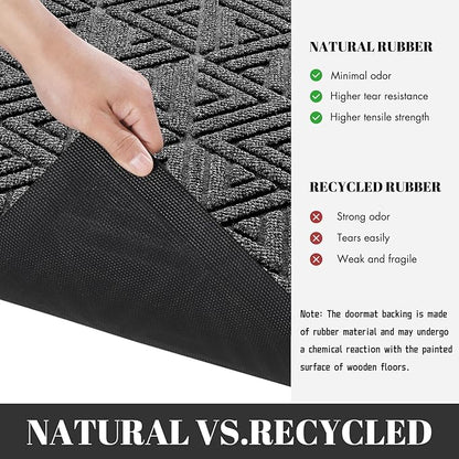 Yimobra Outdoor Mats for Front Door 29.5x17, All-Weather Waterproof Non-Slip Outdoor Door Mat Outside Eentrance, Garage/Patio Entryway Indoor Doormat, Easy Clean, Mix Grey