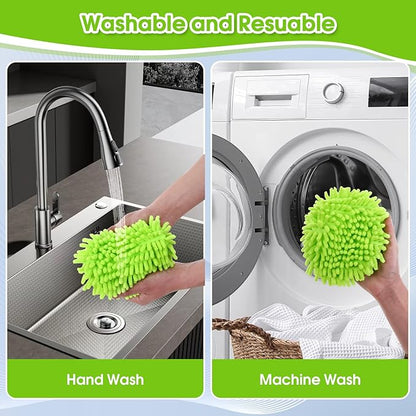 4 Pcs Spin Mop Heads Replacements & 1 Base Set for Ocedar Rinseclean 2-Tank System,Machine Washable Chenille Mop Replacement,Easy Cleaning for Bathroom,Kitchen,Tub